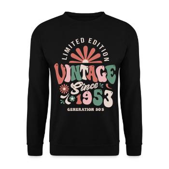 1953 Anniversaire 70 Ans vintage - Sweat-shirt Unisexe - noir - Devant - Alina (178cm) & Michal (187cm)