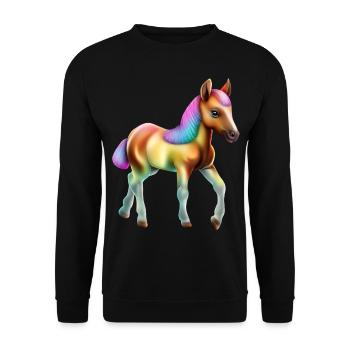 Bébé cheval coloré - Sweat-shirt Unisexe - noir - Devant - Alina (178cm) & Michal (187cm)
