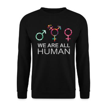 We are all Human LGBT Gender Symbols - Unisex Sweatshirt - black - Front - Alina (178cm) & Michal (187cm)