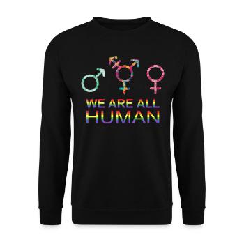 We are all Human LGBT Gender Symbols - Unisex Sweatshirt - black - Front - Alina (178cm) & Michal (187cm)