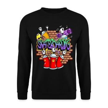 Skateboarding Skater Board Graffiti Spray Sprayer - Unisex Pullover - Schwarz - Vorne - Alina (178cm) & Michal (187cm)