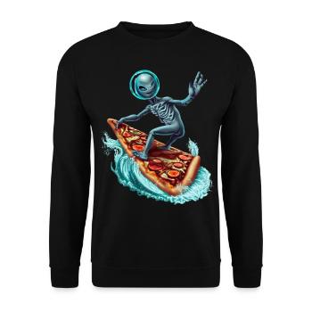 Pizza Surfer Alien - Unisex Sweatshirt - black - Front - Alina (178cm) & Michal (187cm)