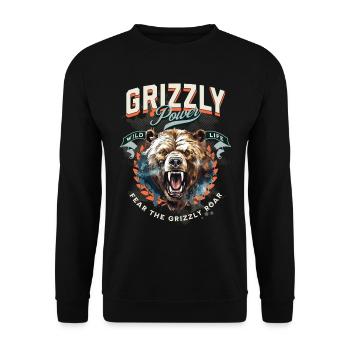 Bear Grizzly Roars Bear's Head Nature Wilderness Forest - Unisex Sweatshirt - black - Front - Alina (178cm) & Michal (187cm)