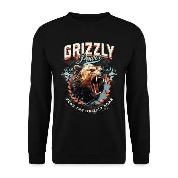 Bear Grizzly Roars Bear's Head Nature Wilderness Forest - Unisex Sweatshirt - black - Front - Alina (178cm) & Michal (187cm)