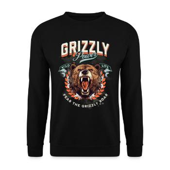 Bear Grizzly Roars Bear's Head Nature Wilderness Forest - Unisex Sweatshirt - black - Front - Alina (178cm) & Michal (187cm)
