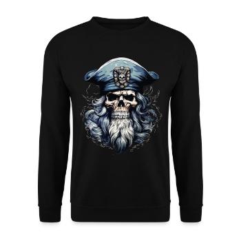 Sailor Skull Skull Captain Ahoy Ship - Unisex Sweatshirt - black - Front - Alina (178cm) & Michal (187cm)