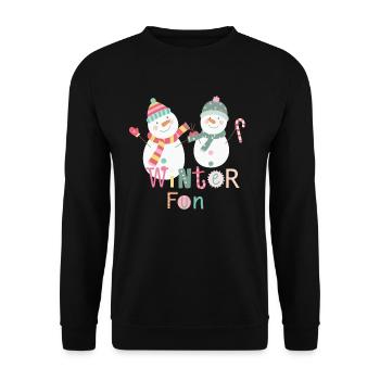Winter Fun Funny Snowman Colorful Christmas - Unisex Sweatshirt - black - Front - Alina (178cm) & Michal (187cm)