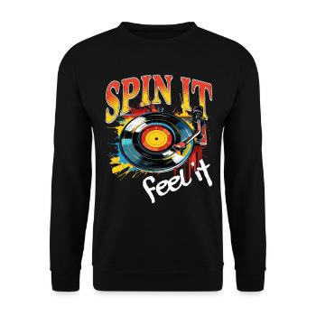 Vinyl Record LP Turntable Retro - Unisex Sweatshirt - black - Front - Alina (178cm) & Michal (187cm)