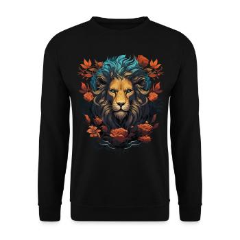 lion, tête de lion, fort, sauvage, fierté, courageux, royal, - Sweat-shirt Unisexe - noir - Devant - Alina (178cm) & Michal (187cm)