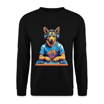 DJ Schäferhund Musik Party Hunde Design - Unisex Pullover - Schwarz - Vorne - Alina (178cm) & Michal (187cm)