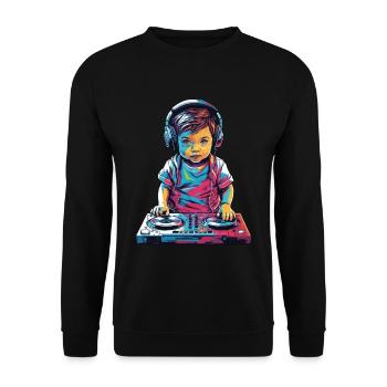 DJ Vaporwave Music Aesthetic Party Design - Unisex Sweatshirt - black - Front - Alina (178cm) & Michal (187cm)