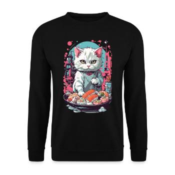 Style esthétique de chat Sushi Pastel gothique - Sweat-shirt Unisexe - noir - Devant - Alina (178cm) & Michal (187cm)