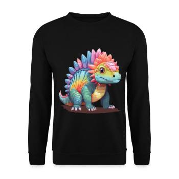 Pastell Stegosaurus Dinosaurier für Kinder - Unisex Pullover - Schwarz - Vorne - Alina (178cm) & Michal (187cm)