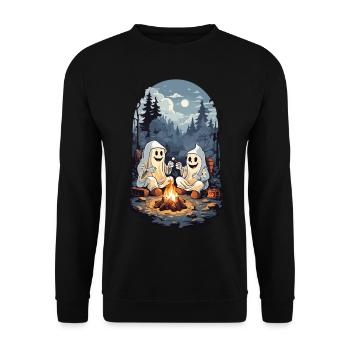 Halloween Geister Lagerfeuer Kinder Cartoon - Unisex Pullover - Schwarz - Vorne - Alina (178cm) & Michal (187cm)