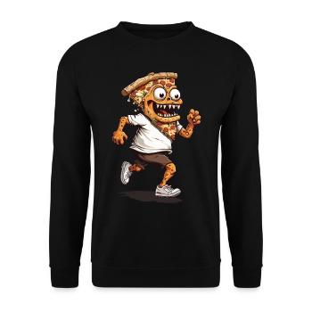 Pizza Slice Monster Design for Pizza Lovers - Unisex Sweatshirt - black - Front - Alina (178cm) & Michal (187cm)