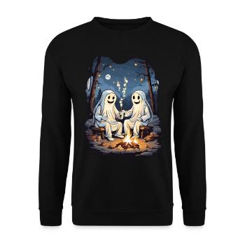 Halloween Ghosts Camping Kids Cartoon - Unisex Sweatshirt - black - Front - Alina (178cm) & Michal (187cm)
