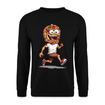 Monster Pizza Love Drôle Conception de Fête - Sweat-shirt Unisexe - noir - Devant - Alina (178cm) & Michal (187cm)