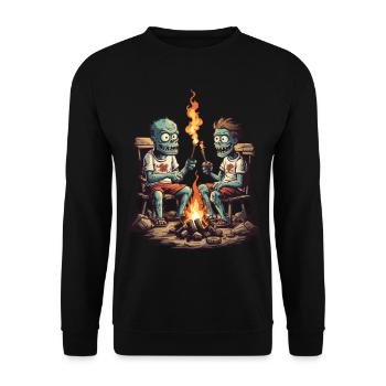 Zombie Campfire Halloween Cartoon Magic - Unisex Sweatshirt - black - Front - Alina (178cm) & Michal (187cm)