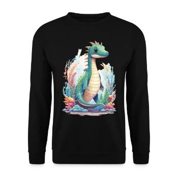 Conception de dessin animé de dinosaure sous-marin mignon - Sweat-shirt Unisexe - noir - Devant - Alina (178cm) & Michal (187cm)