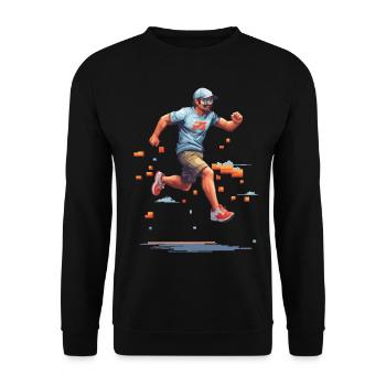 Retro Gamer Pixel Kunst Vintage Videospiel - Unisex Pullover - Schwarz - Vorne - Alina (178cm) & Michal (187cm)