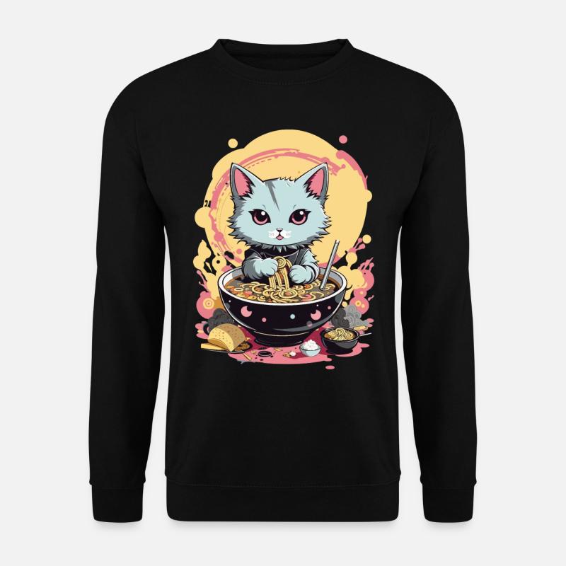 Chat Ramen Japon Esthétique pastel - Sweat-shirt Unisexe - noir