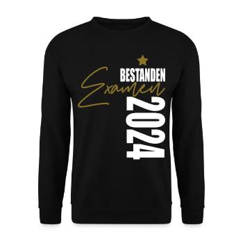 Examen 2024 bestanden - Unisex Pullover - Schwarz - Vorne - Alina (178cm) & Michal (187cm)