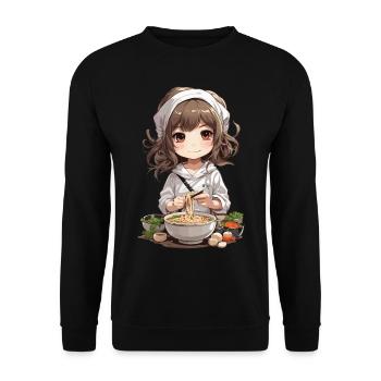 Anime Ramen Girl Cuisinier de soupe de nouilles japonaise - Sweat-shirt Unisexe - noir - Devant - Alina (178cm) & Michal (187cm)