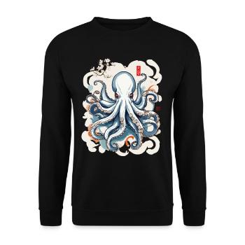 Vintage Japon Kraken Ukiyo-E Marine esthétique - Sweat-shirt Unisexe - noir - Devant - Alina (178cm) & Michal (187cm)