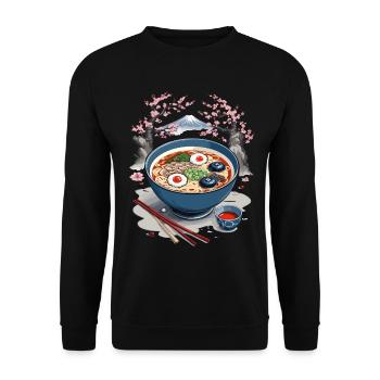Japanische Ramen Ukiyo-E Vintage Kunst Design - Unisex Pullover - Schwarz - Vorne - Alina (178cm) & Michal (187cm)