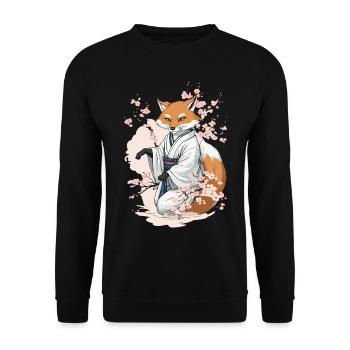 Japanese Fox Kitsune Yokai Ukiyo-E Vintage - Unisex Sweatshirt - black - Front - Alina (178cm) & Michal (187cm)