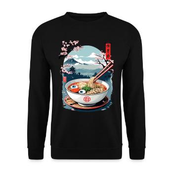 Ukiyo-E Ramen Yeux Horreur Japon Halloween Art - Sweat-shirt Unisexe - noir - Devant - Alina (178cm) & Michal (187cm)