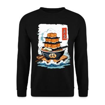 Asiatisches Essen Kanji Zeichen Aesthetic Design - Unisex Pullover - Schwarz - Vorne - Alina (178cm) & Michal (187cm)