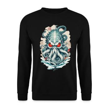 Yokai Tentakeln Seeungeheuer Dämon Vintage Japan - Unisex Pullover - Schwarz - Vorne - Alina (178cm) & Michal (187cm)