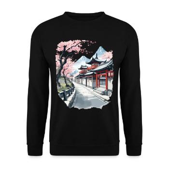 Japan Vintage Aesthetic Retro Streetwear Design - Unisex Sweatshirt - black - Front - Alina (178cm) & Michal (187cm)
