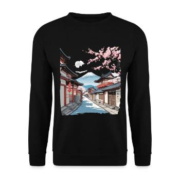 Japon Vintage Streetwear Street Fleurs de cerisier - Sweat-shirt Unisexe - noir - Devant - Alina (178cm) & Michal (187cm)