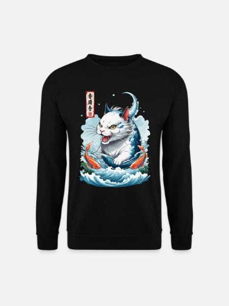 Japanische Katzen Monster Seeungeheuer Streetwear - Unisex Pullover - Schwarz