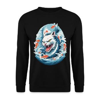 Sea Monster Cats Anime Style Cat Design - Unisex Sweatshirt - black - Front - Alina (178cm) & Michal (187cm)