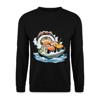 Drôle Sushi Yokai Monster Aime Sushi - Sweat-shirt Unisexe - noir - Devant - Alina (178cm) & Michal (187cm)