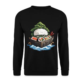 Sushi Yokai Japon Anime Streetwear Food Design - Sweat-shirt Unisexe - noir - Devant - Alina (178cm) & Michal (187cm)