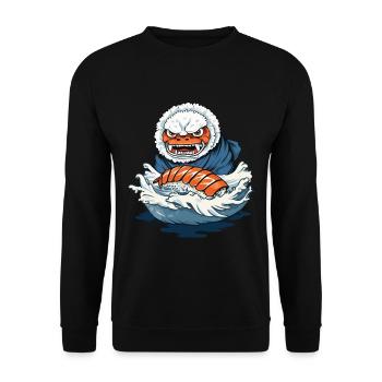 Drôle Sushi Yokai Rice Monster Streetwear - Sweat-shirt Unisexe - noir - Devant - Alina (178cm) & Michal (187cm)