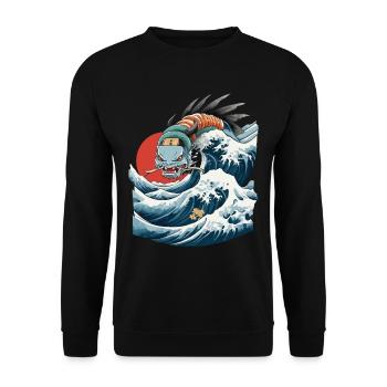 Lake Dragon Ukiyo-E Japan Vintage Aesthetic - Unisex Sweatshirt - black - Front - Alina (178cm) & Michal (187cm)