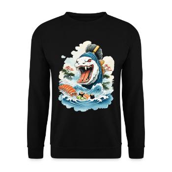Sushi Rice Monster Japon Art Streetwear - Sweat-shirt Unisexe - noir - Devant - Alina (178cm) & Michal (187cm)