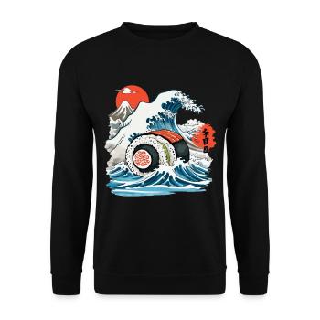 Japanische Sushi Rolle Vintage Ukiyo-E Design - Unisex Pullover - Schwarz - Vorne - Alina (178cm) & Michal (187cm)