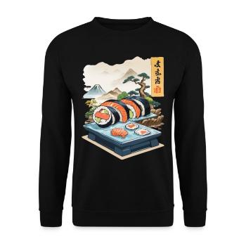 Japon Sushi Nourriture Streetwear Design Esthétique - Sweat-shirt Unisexe - noir - Devant - Alina (178cm) & Michal (187cm)