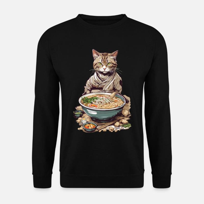 Katze liebt Ramen Japan Streetwear Aesthetic - Unisex Pullover - Schwarz
