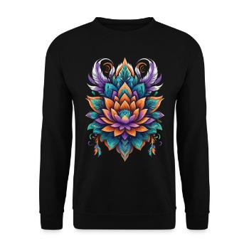 Flower of Life Lotus Spirituality Design - Unisex Sweatshirt - black - Front - Alina (178cm) & Michal (187cm)