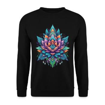 Mandala Lotus Spirituelles Aesthetic Design - Unisex Pullover - Schwarz - Vorne - Alina (178cm) & Michal (187cm)