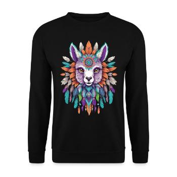Alpaga spirituel Mandala Power Animal - Sweat-shirt Unisexe - noir - Devant - Alina (178cm) & Michal (187cm)