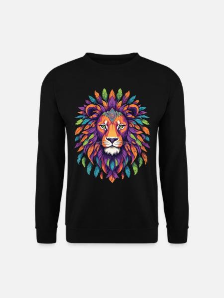 Animal Lion Mandala de plumes - Sweat-shirt Unisexe - noir