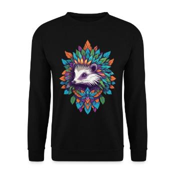 Spirituelles Krafttier Dachs Mandala - Unisex Pullover - Schwarz - Vorne - Alina (178cm) & Michal (187cm)